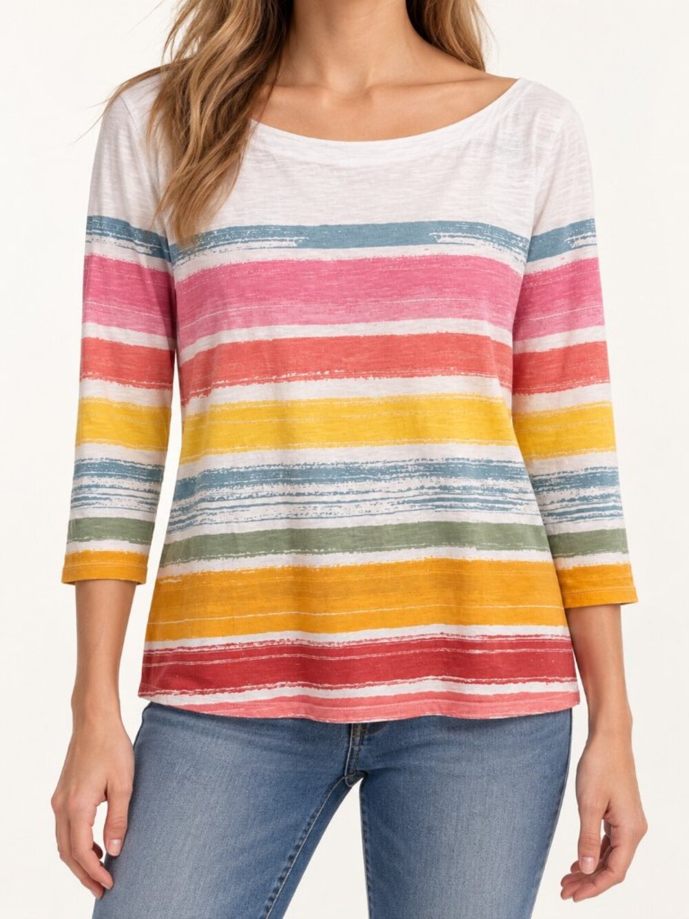 LOFT Outlet Multicolor Striped Boat-Neck Top